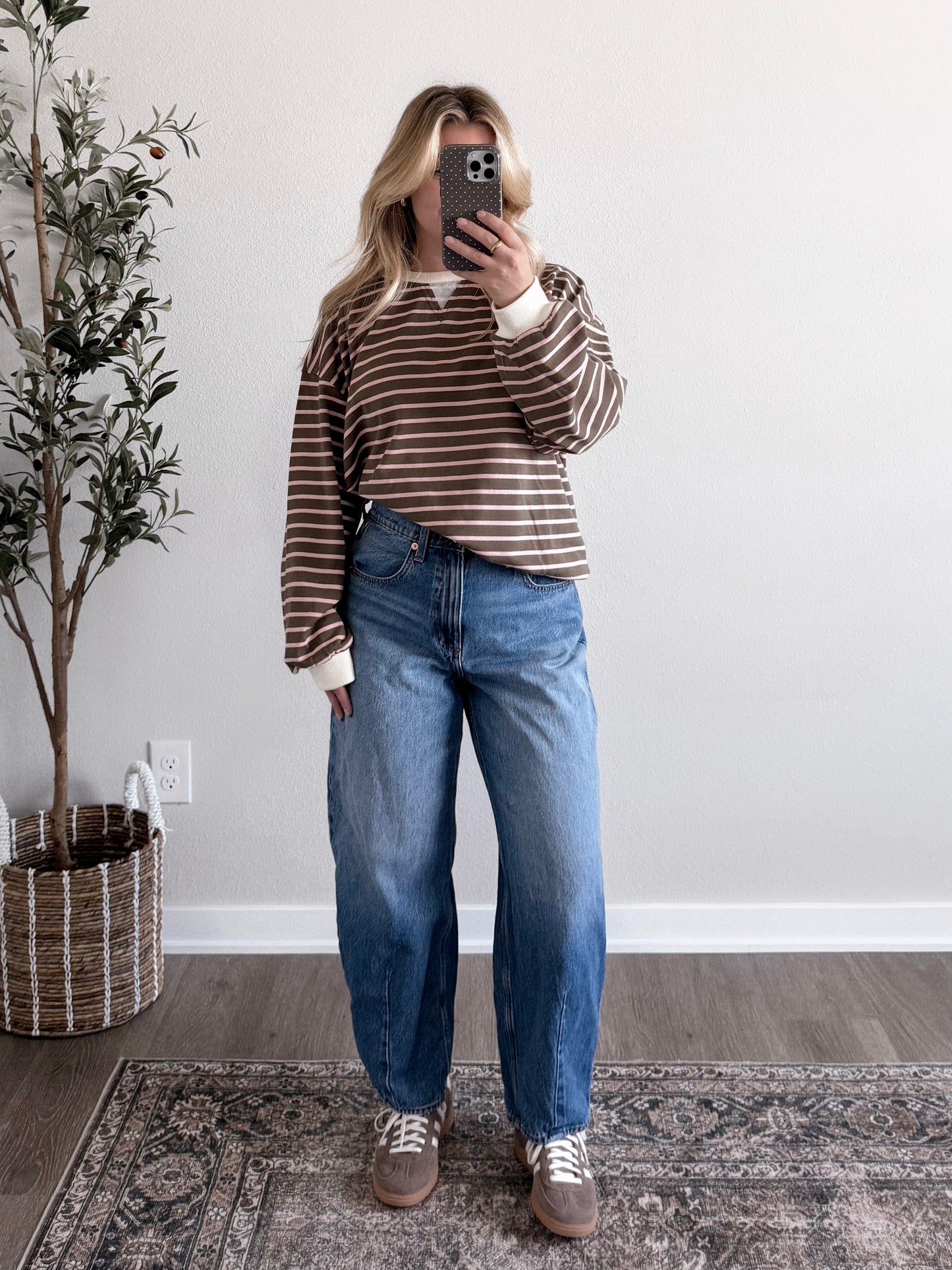 Coffee Club Striped Pullover