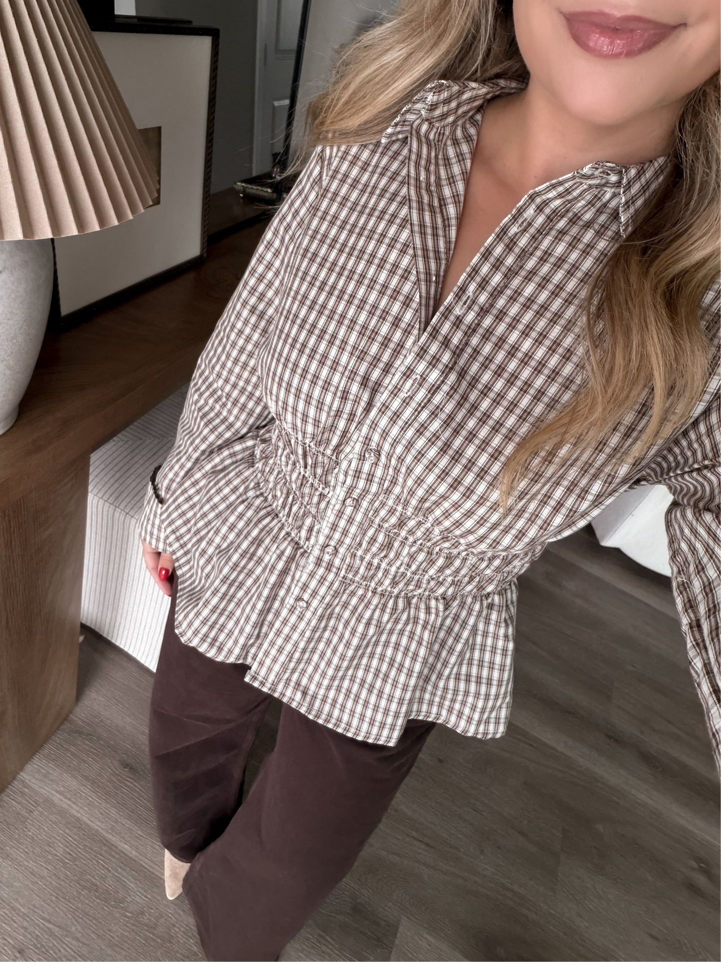 Margins Plaid Smocked Top