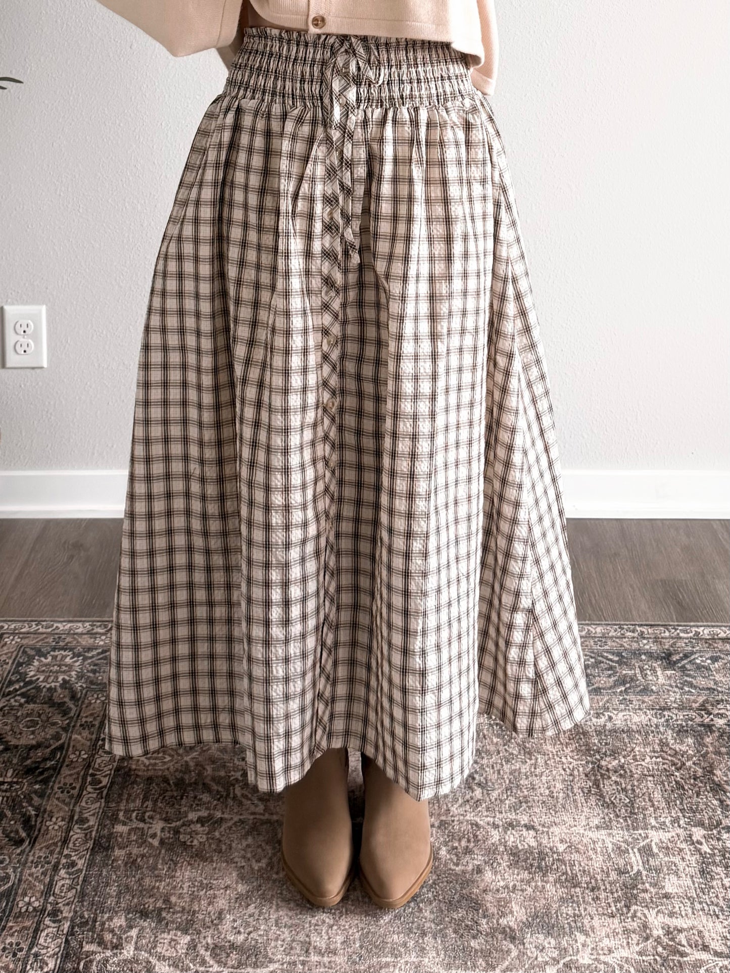 Sunday Acres Plaid Midi Skirt