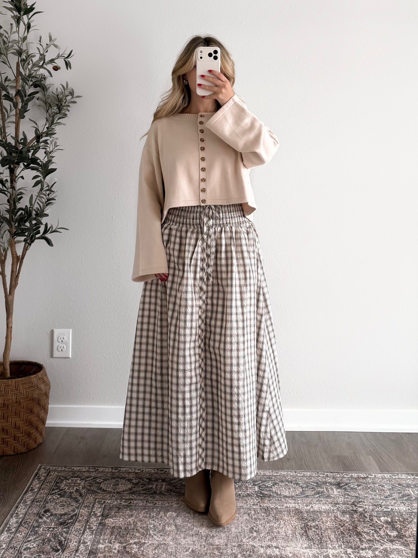 Sunday Acres Plaid Midi Skirt