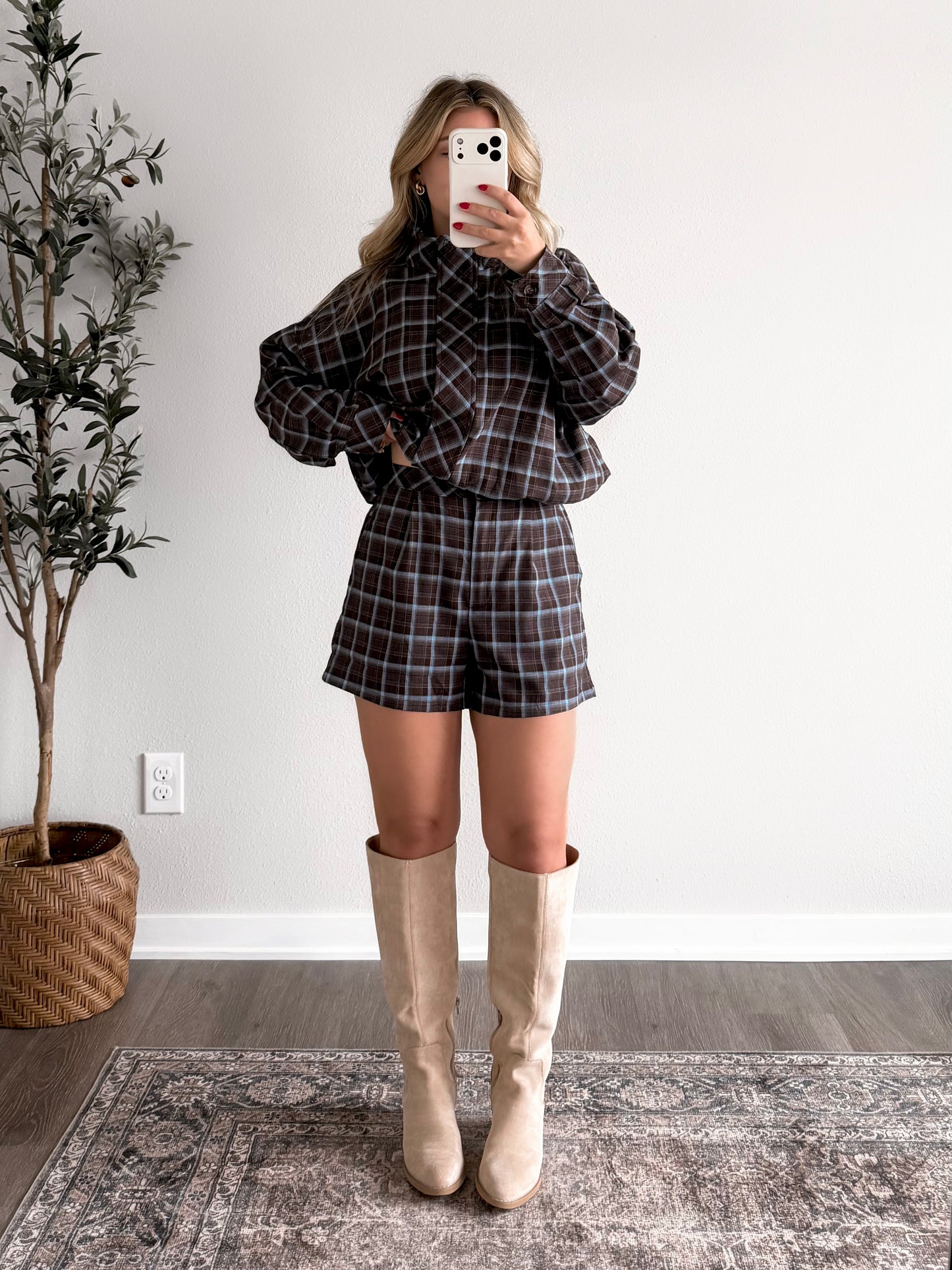 Blue Harvest Plaid Short Set