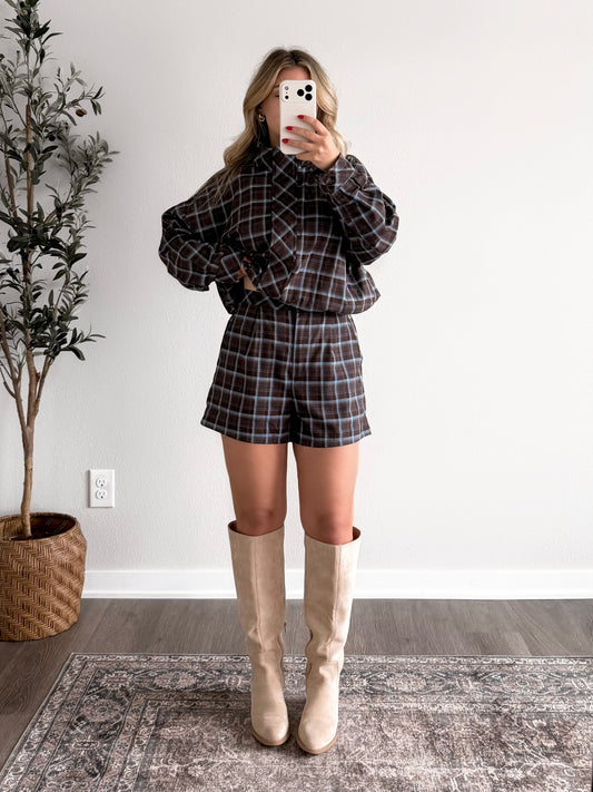 Blue Harvest Plaid Short Set