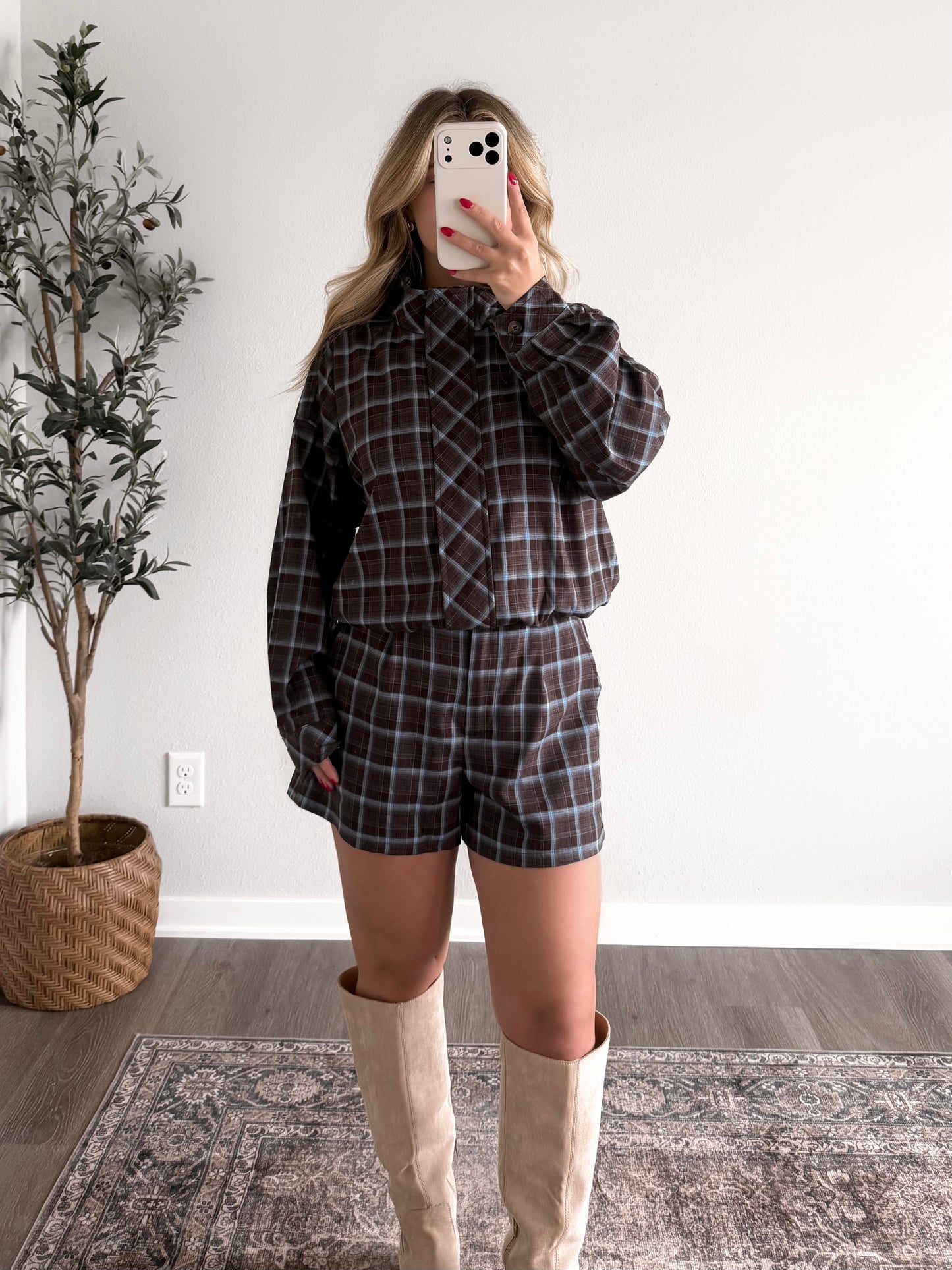 Blue Harvest Plaid Short Set