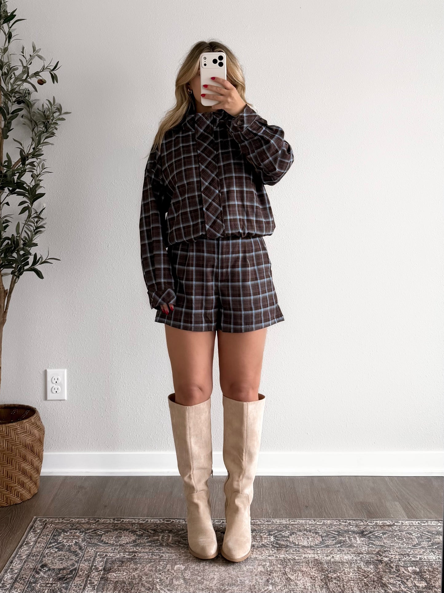 Blue Harvest Plaid Short Set