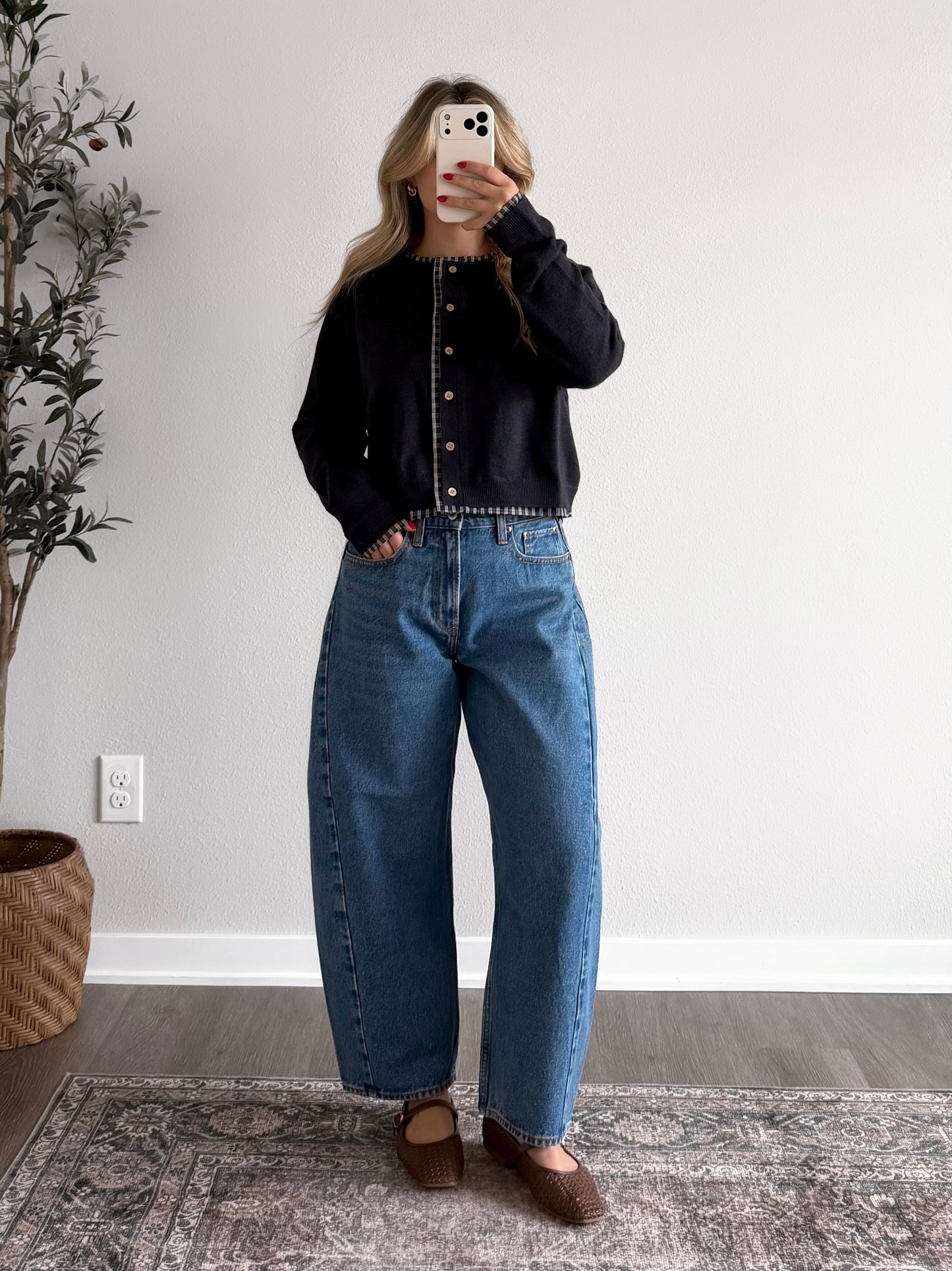 Gingham Thread Button Cardigan (Restocking Mid October)