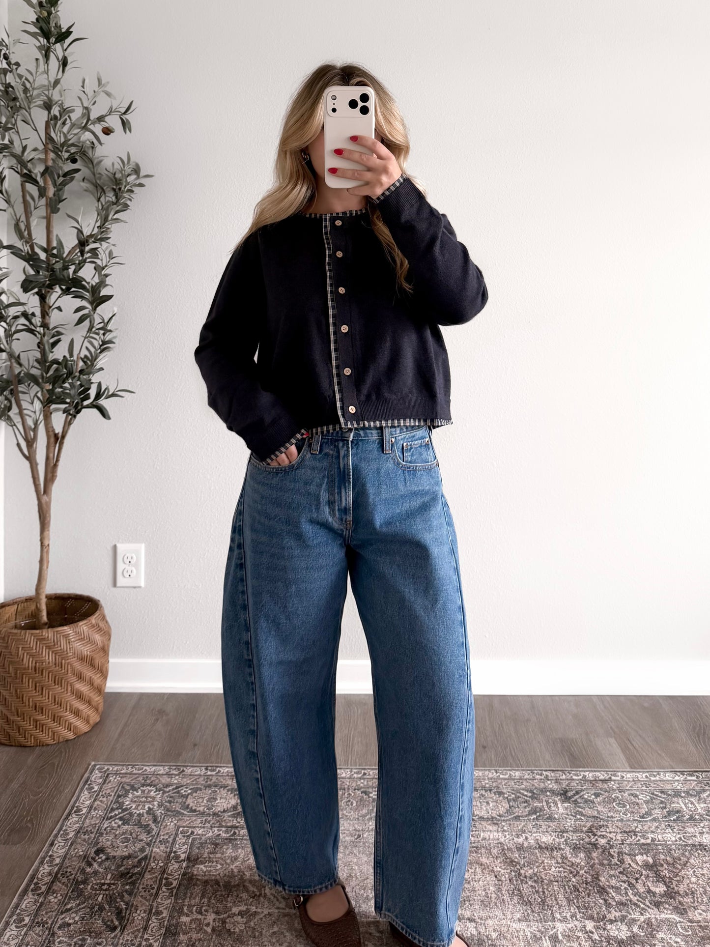 Gingham Thread Button Cardigan (Restocking Mid October)