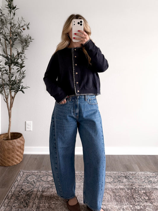 Gingham Thread Button Cardigan (Restocking Mid October)