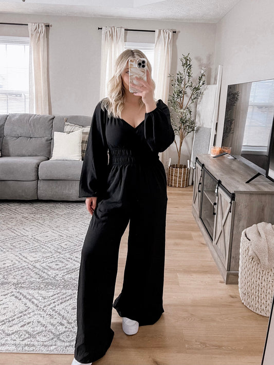 Working Gal Black Jumpsuit Final Sale