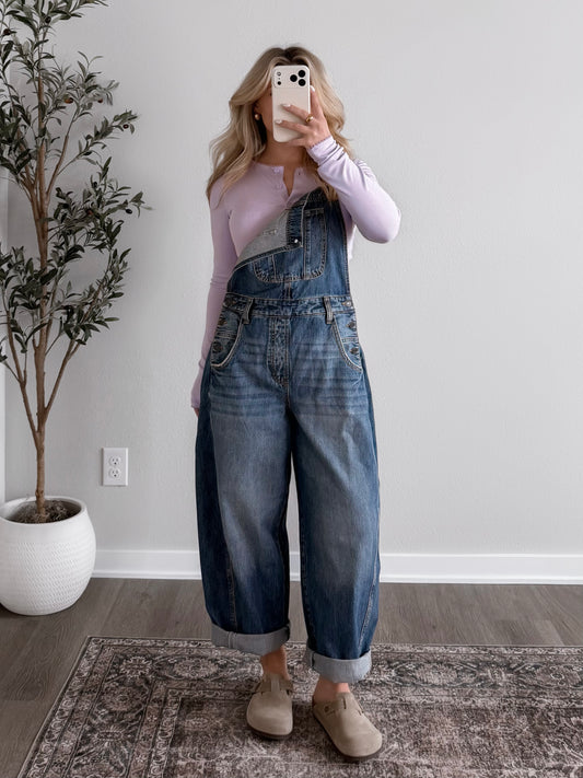 Asher Barrel Overalls / Medium Wash