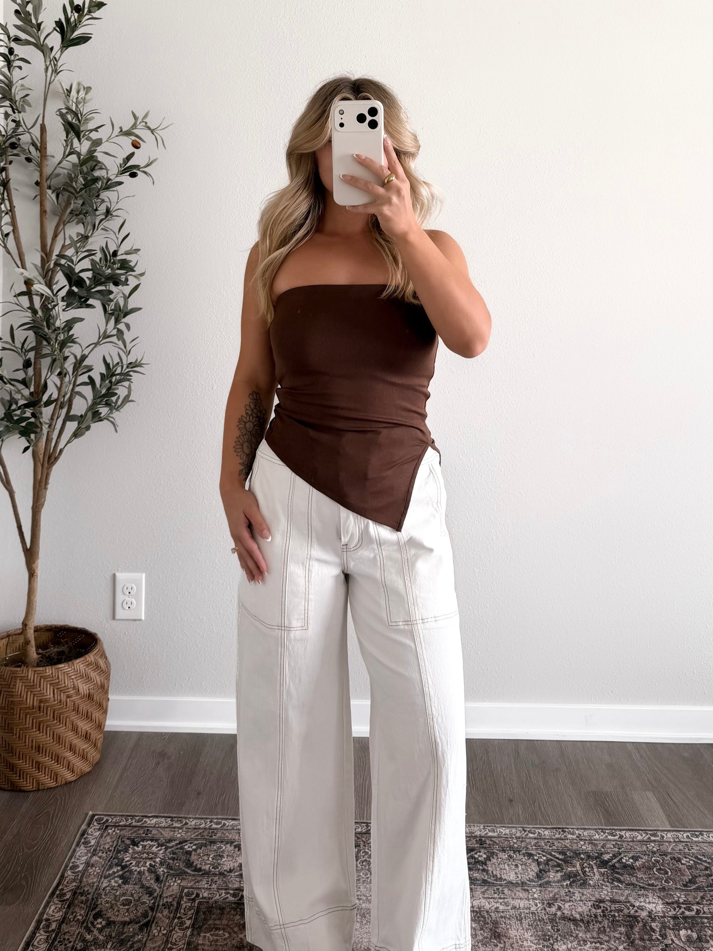Cocoa Asymmetrical Basic Top