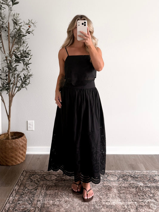 In The Details Eyelet Skirt Set