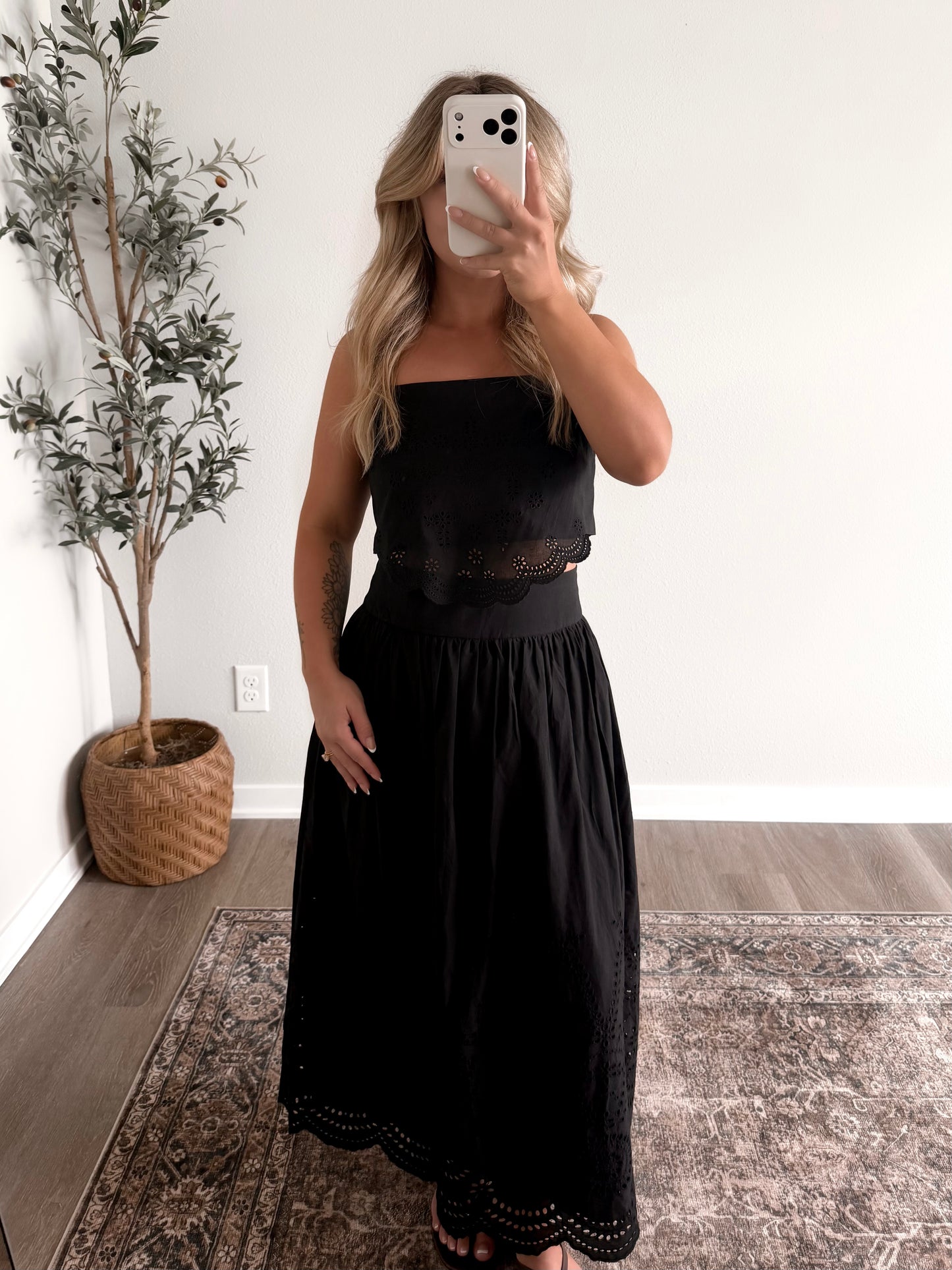 In The Details Eyelet Skirt Set