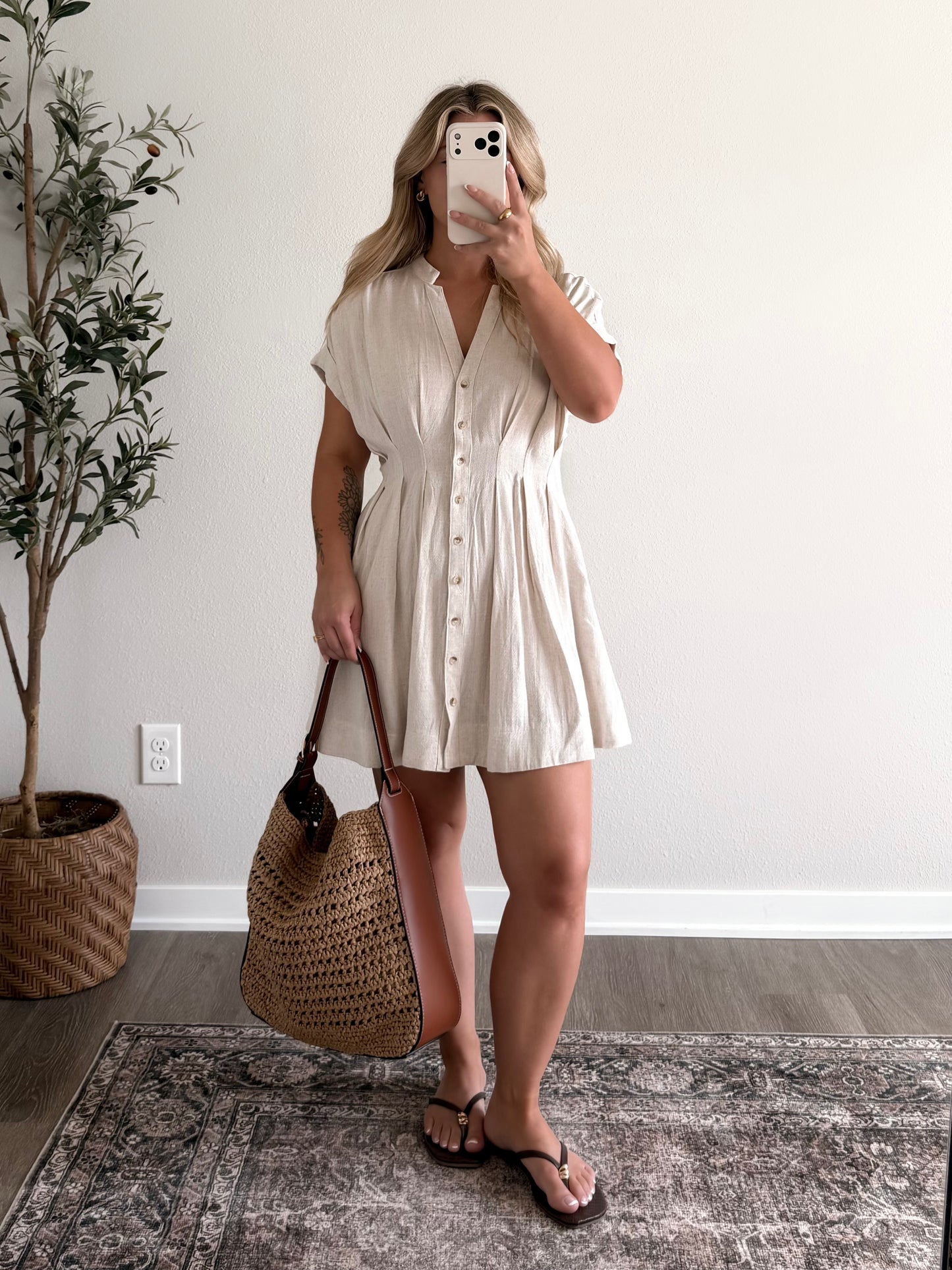 Warm Breeze Belted Linen Dress