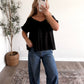 Gracie Button Front Top / Black