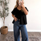 Gracie Button Front Top / Black