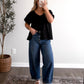Gracie Button Front Top / Black