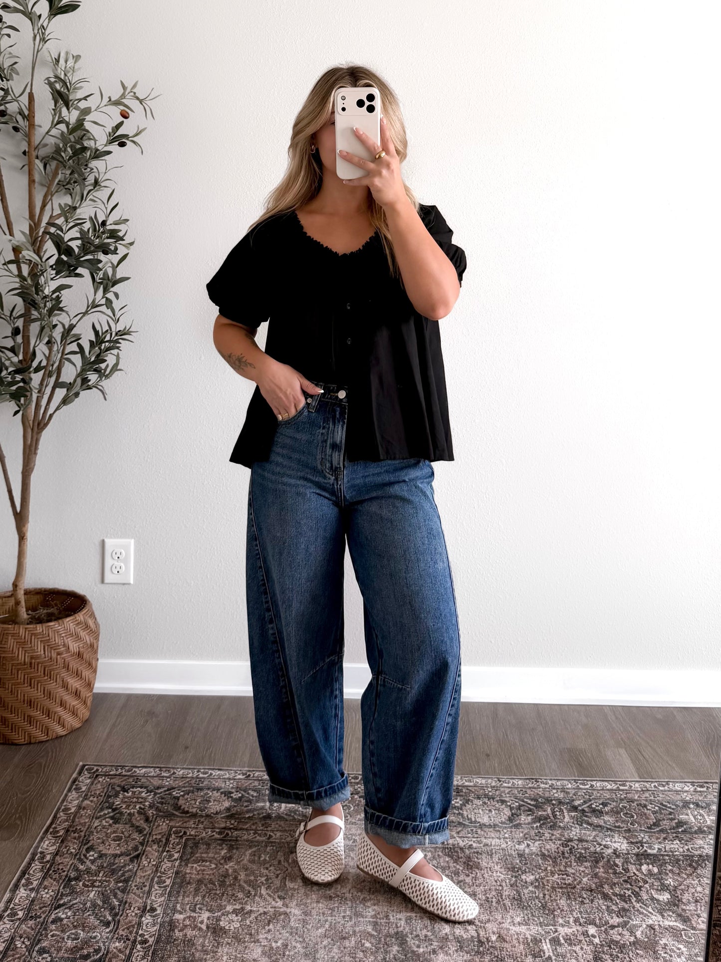 Gracie Button Front Top / Black