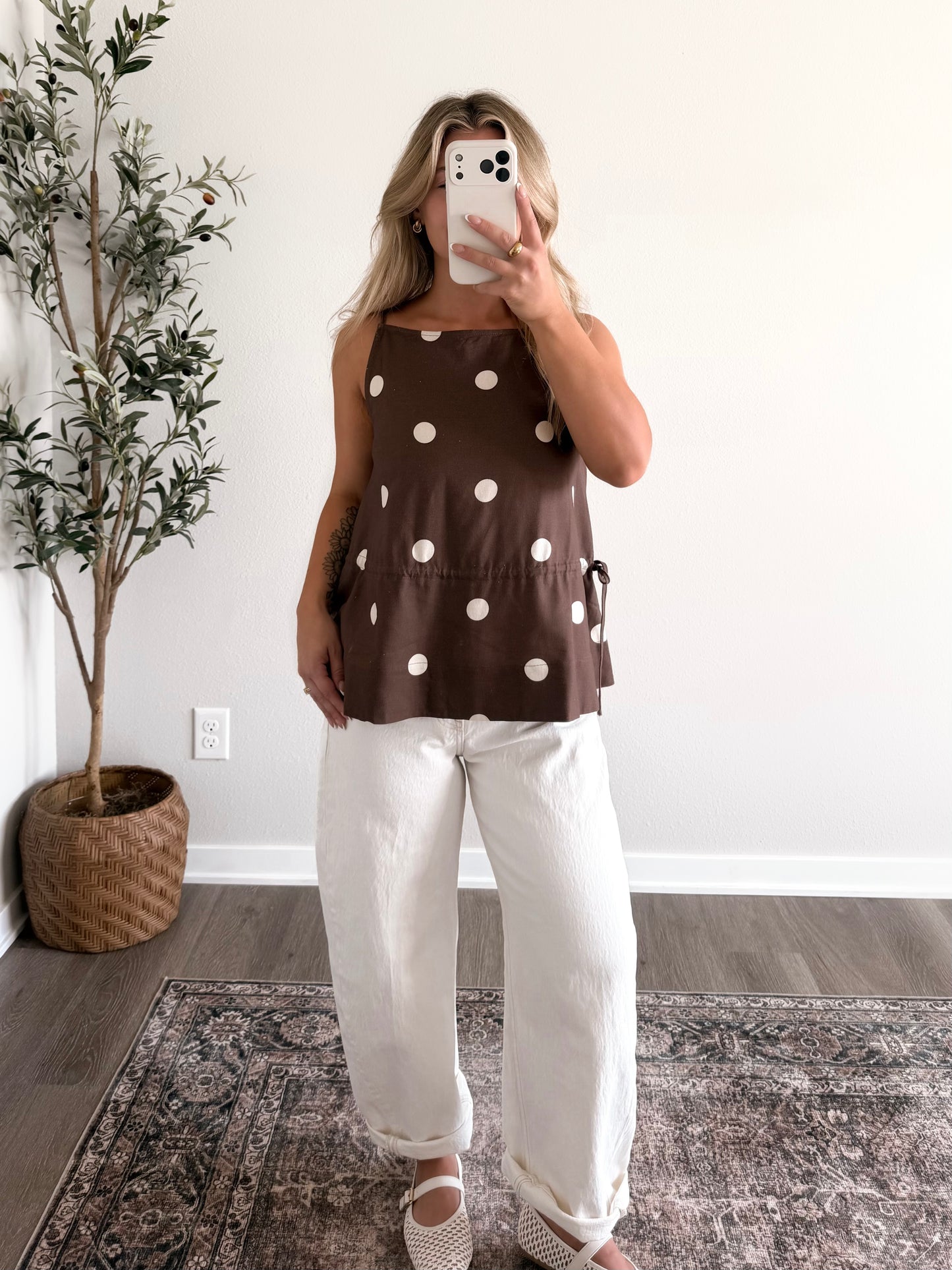 Chocolate Dot Babydoll Top