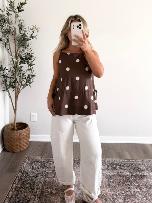 Chocolate Dot Babydoll Top