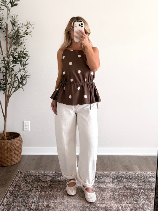Chocolate Dot Babydoll Top