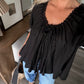 Gracie Button Front Top / Black