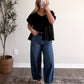 Gracie Button Front Top / Black