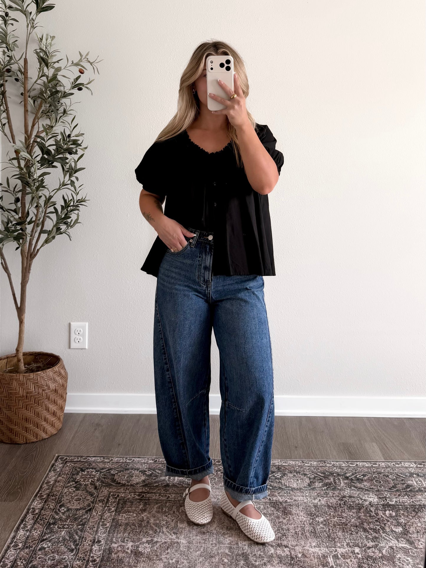 Gracie Button Front Top / Black
