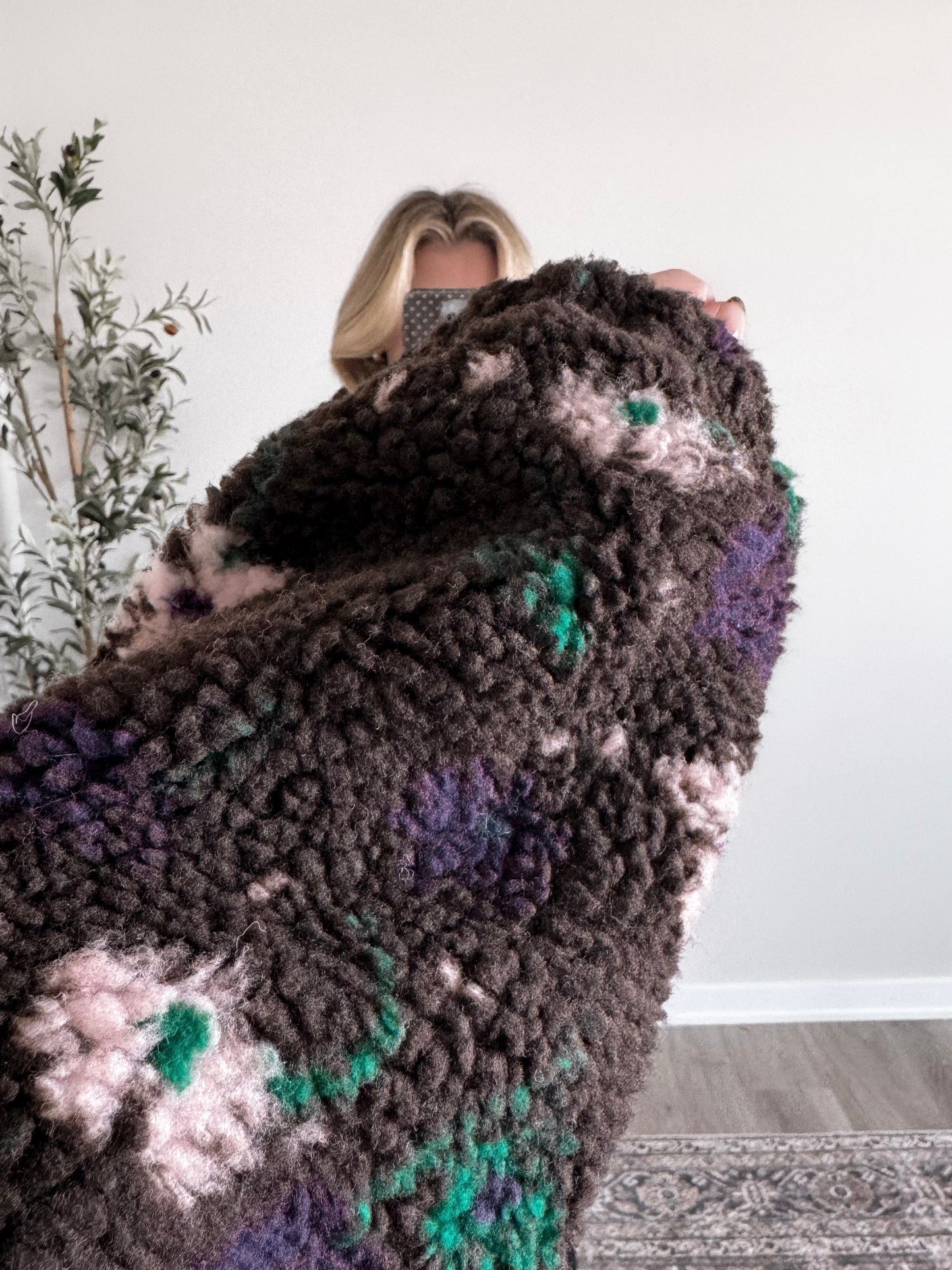 Honey Bear Floral Sherpa Jacket / Espresso