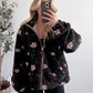 Honey Bear Floral Sherpa Jacket / Espresso