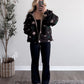 Honey Bear Floral Sherpa Jacket / Espresso