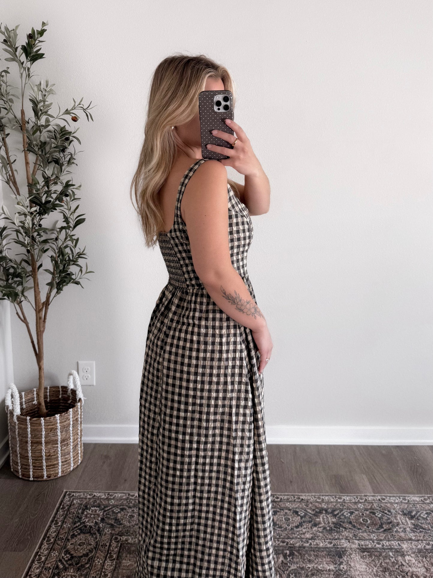 Blackberry Basket Gingham Maxi Dress (Tall Friendly)