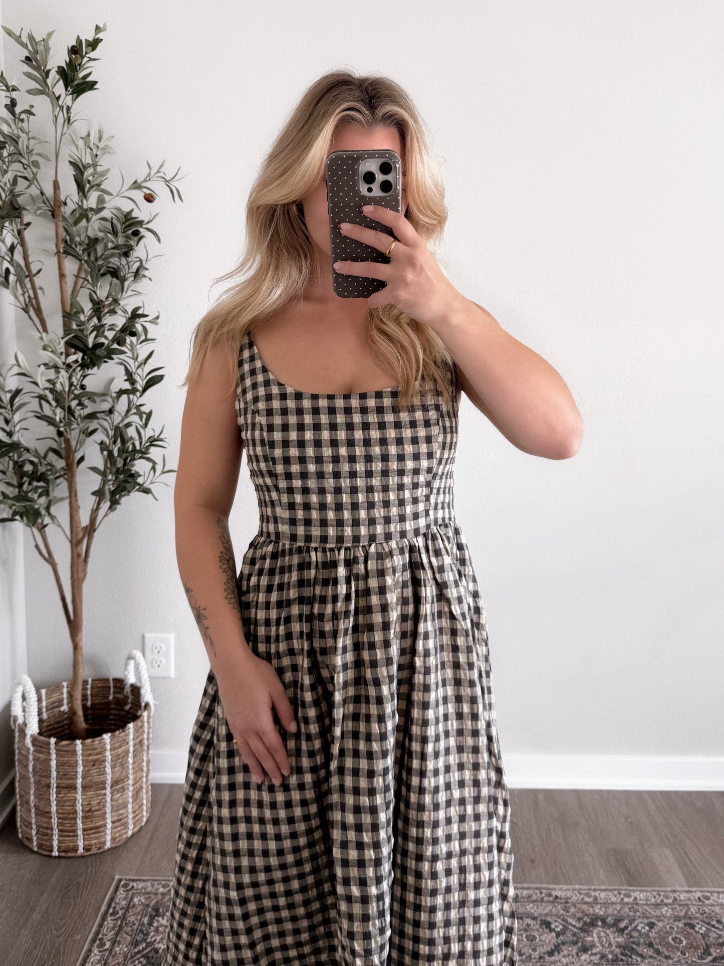 Blackberry Basket Gingham Maxi Dress (Tall Friendly)