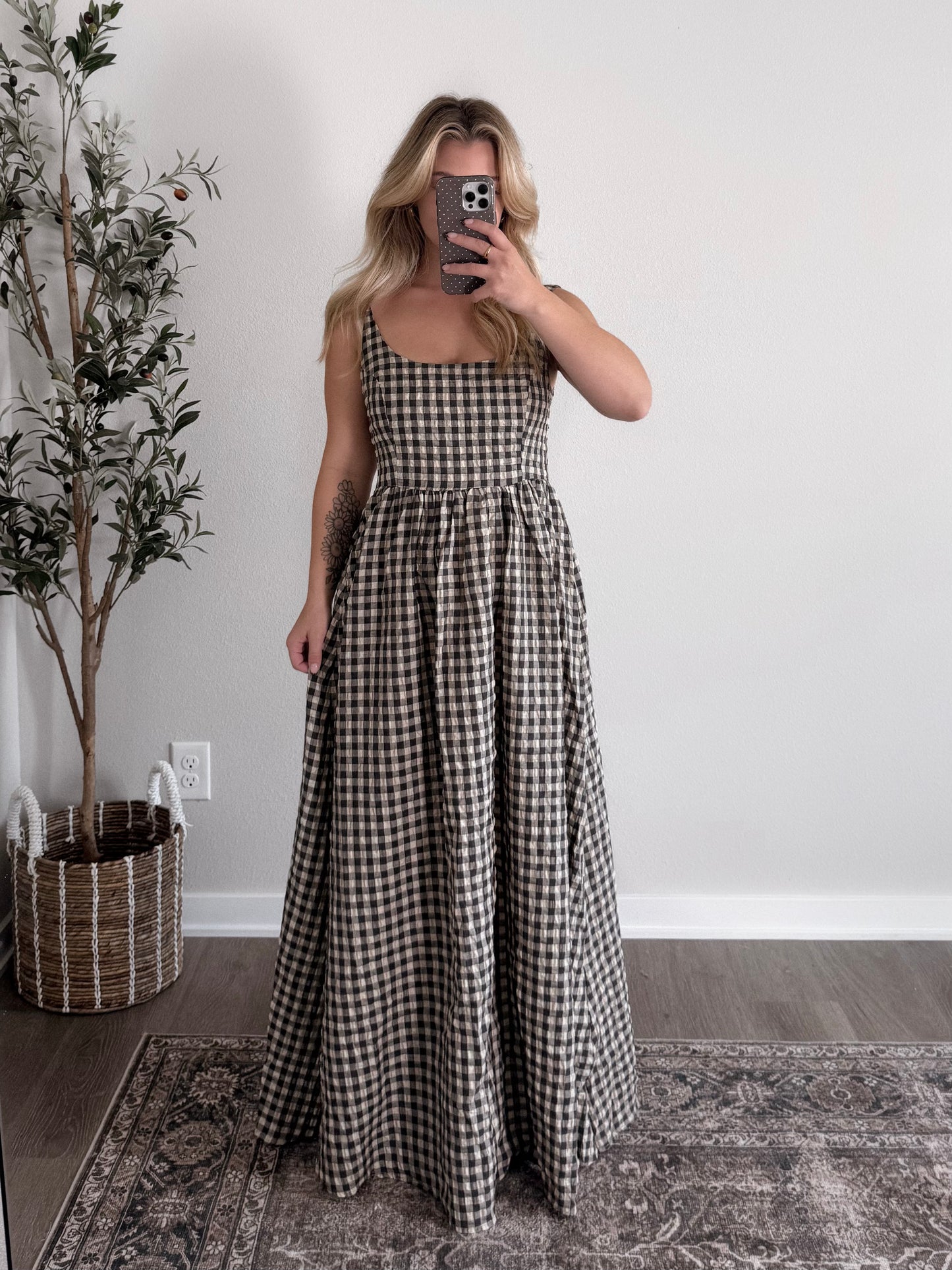 Blackberry Basket Gingham Maxi Dress (Tall Friendly)
