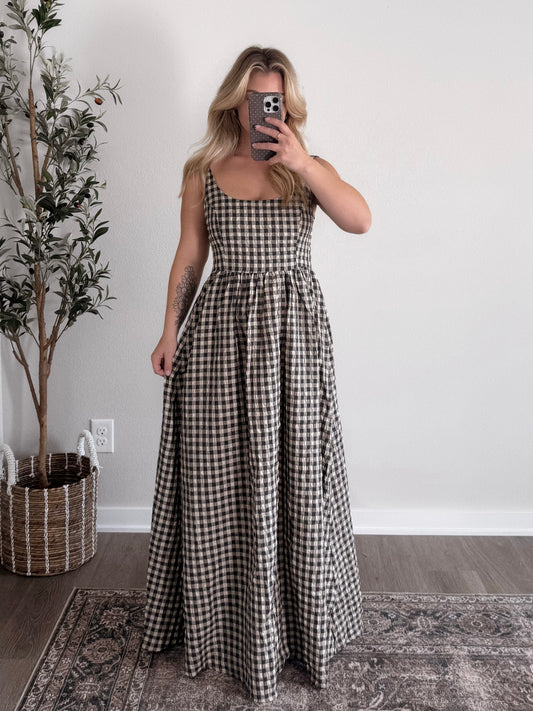 Blackberry Basket Gingham Maxi Dress (Tall Friendly)