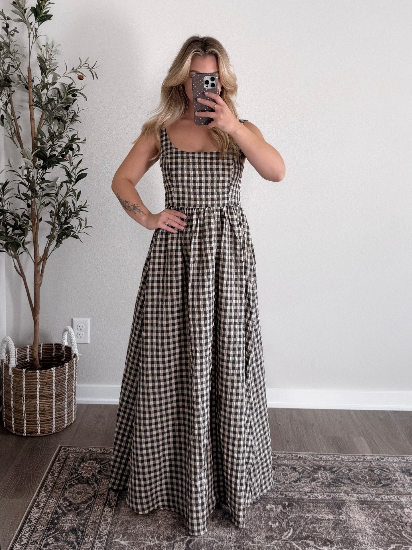 Blackberry Basket Gingham Maxi Dress (Tall Friendly)