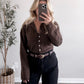 Augie Knit Button Cardigan / Walnut (Restocking End Of October)