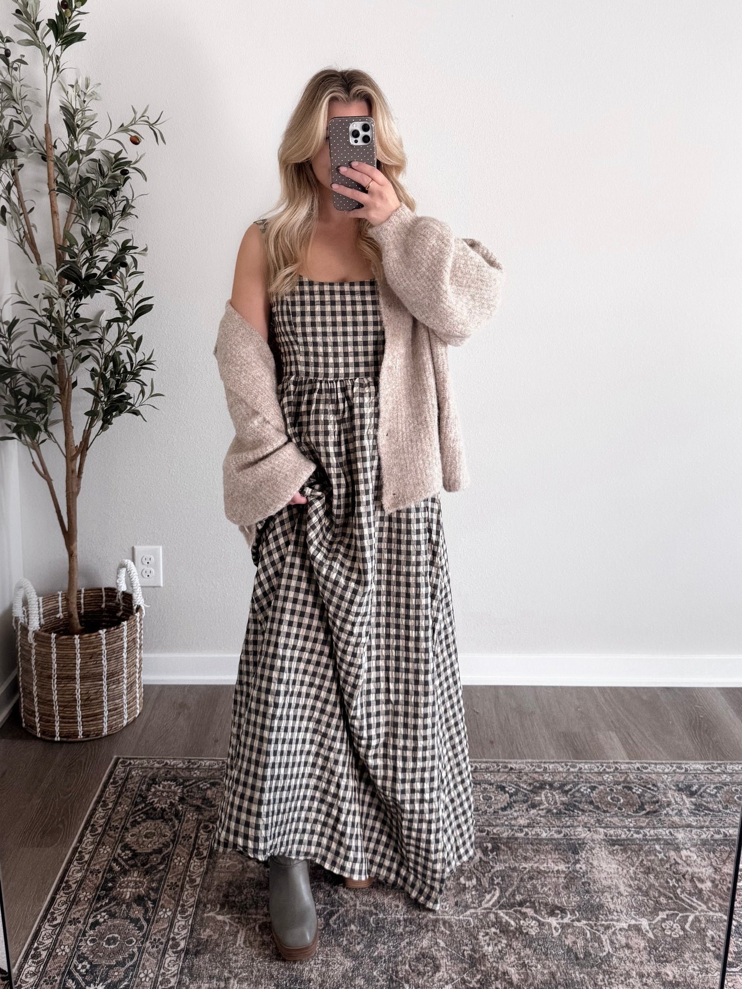 Blackberry Basket Gingham Maxi Dress (Tall Friendly)