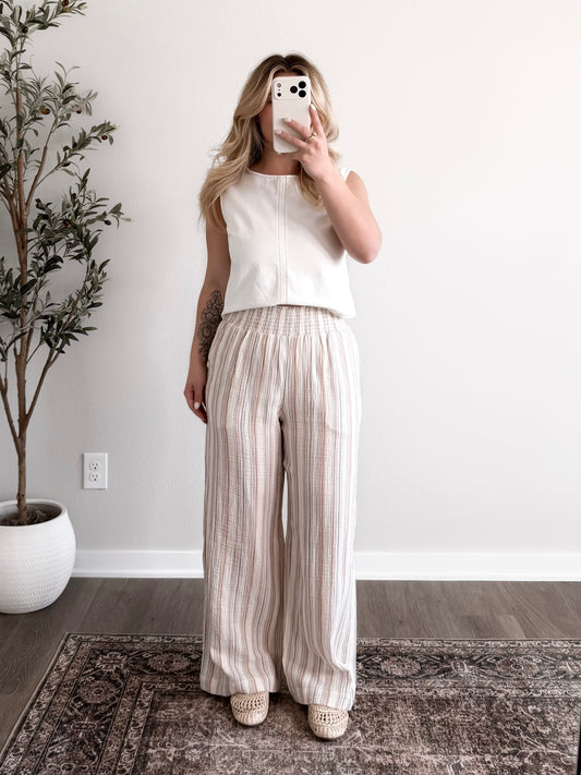 Day Drift Striped Cotton Pant