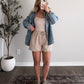 Daytime Grid Print Ruffle Shorts