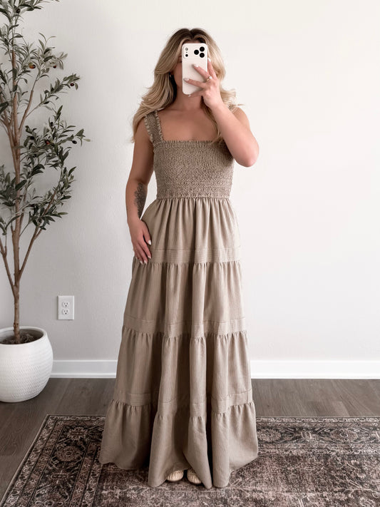 Olive Branch Striped Maxi Dress