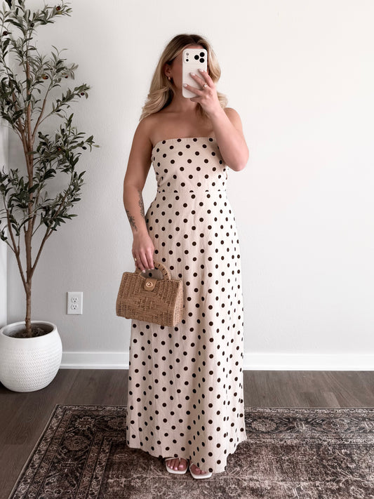 Cappuccino Kiss Dot Maxi Dress