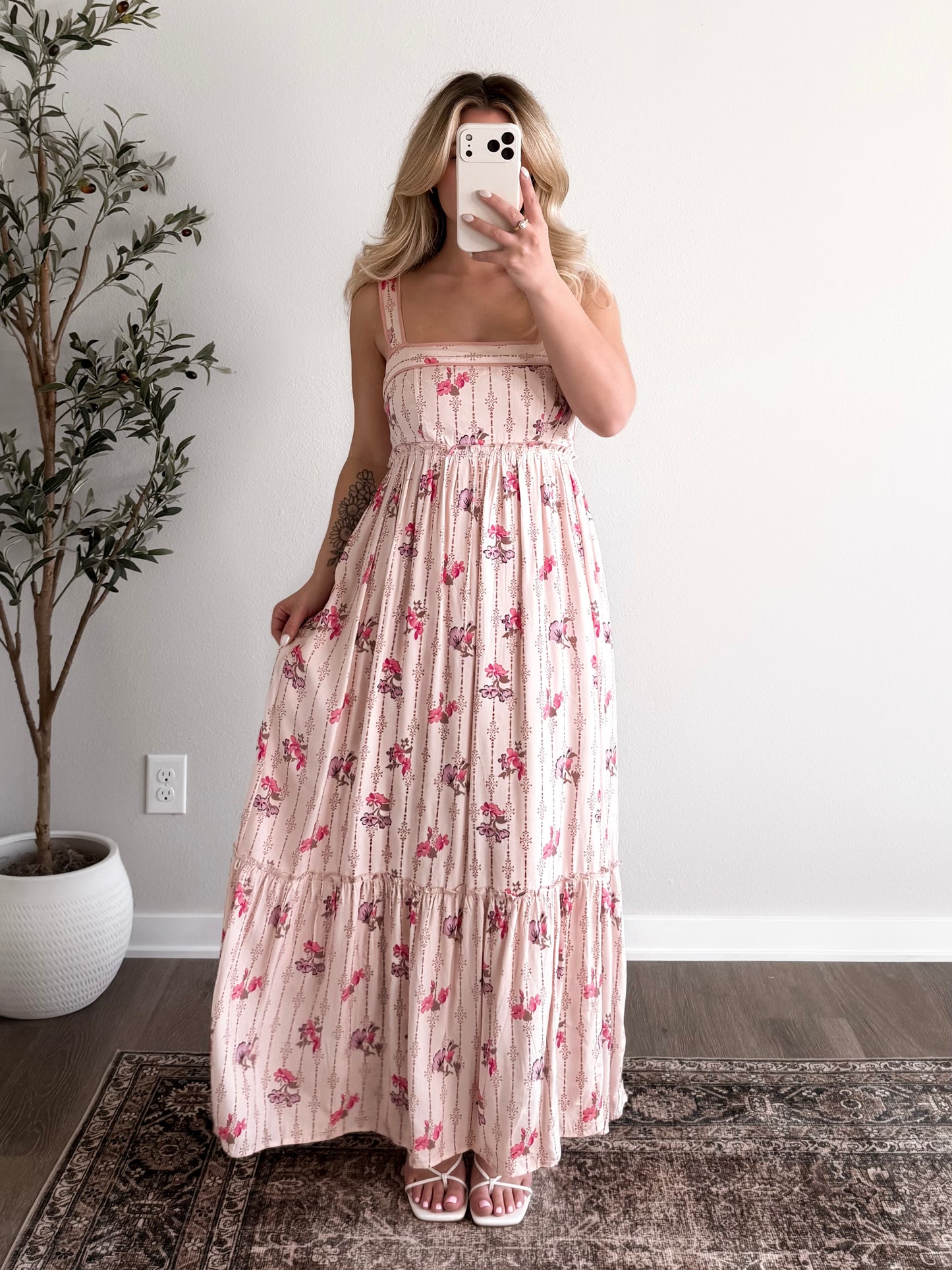 Palm Blossom Floral Maxi Dress
