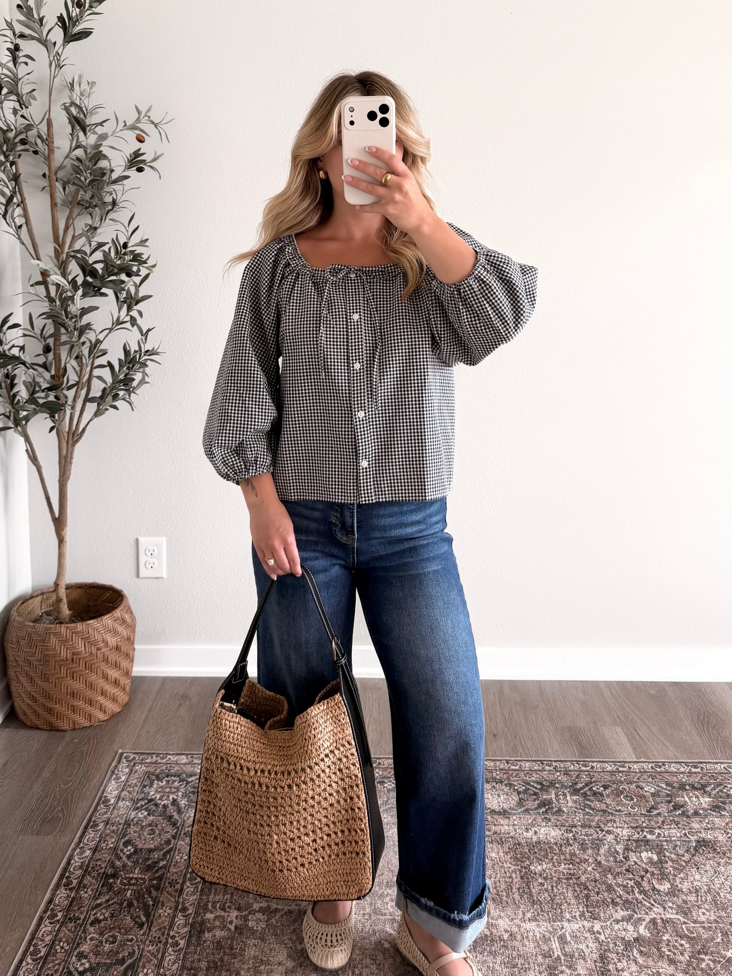 Boston Gingham Button Top