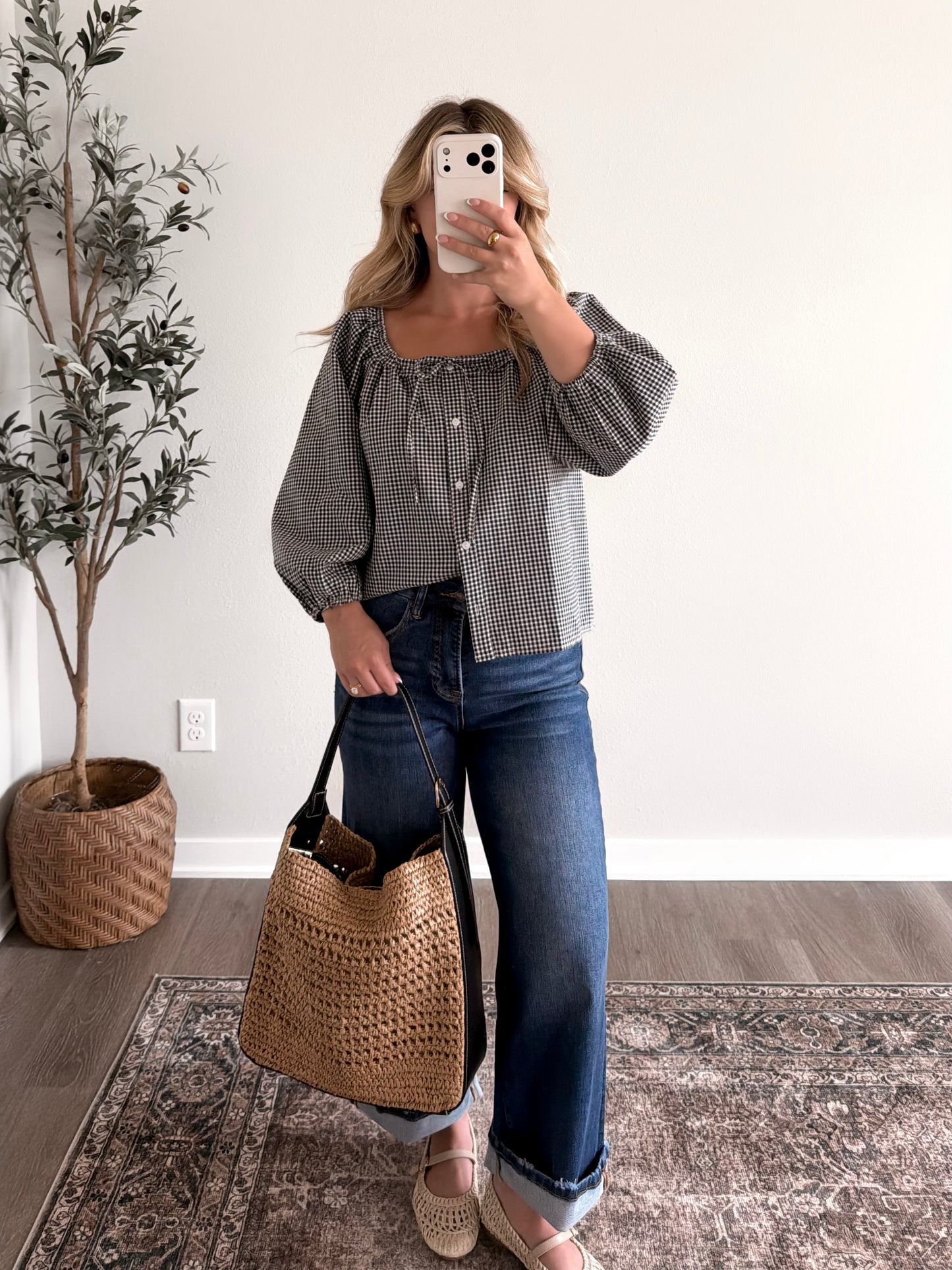 Boston Gingham Button Top
