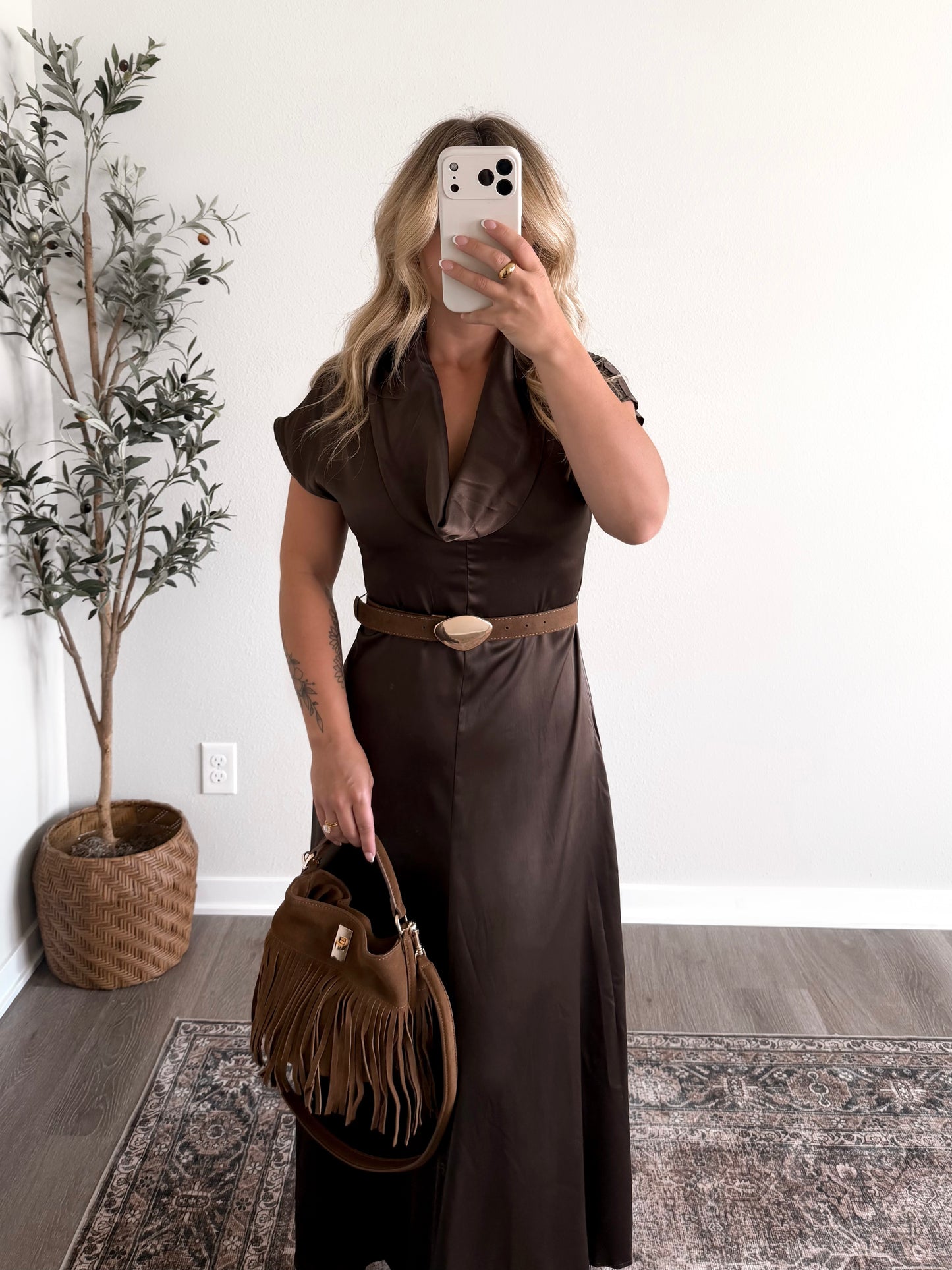 Fredericksburg Belted Satin Dress