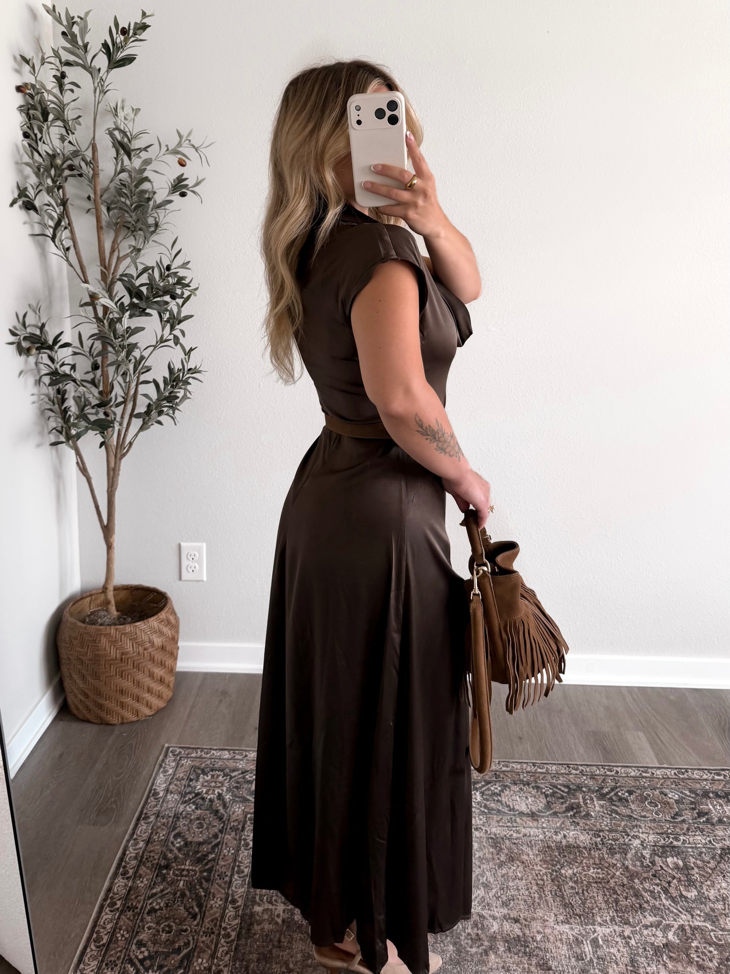 Fredericksburg Belted Satin Dress