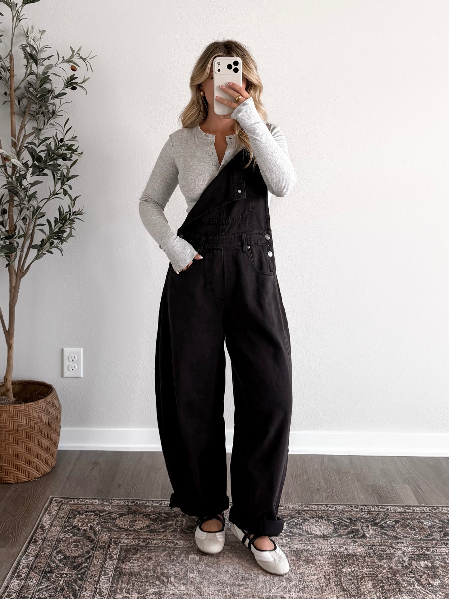 All Fall Barrel Overalls / Black (Restocking Late September)