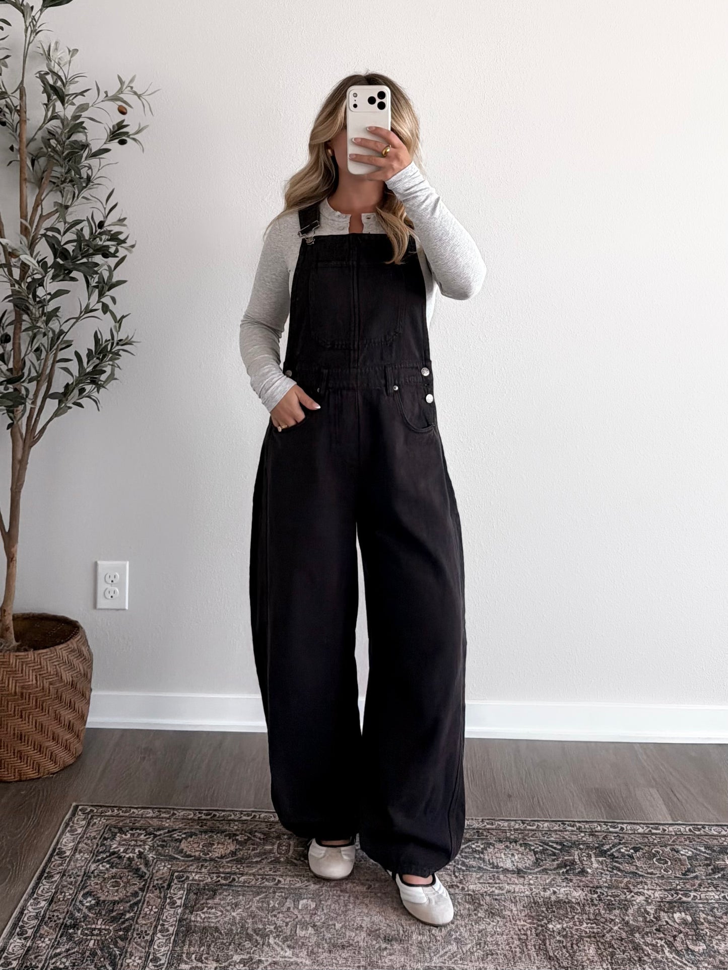 All Fall Barrel Overalls / Black (Restocking Late September)