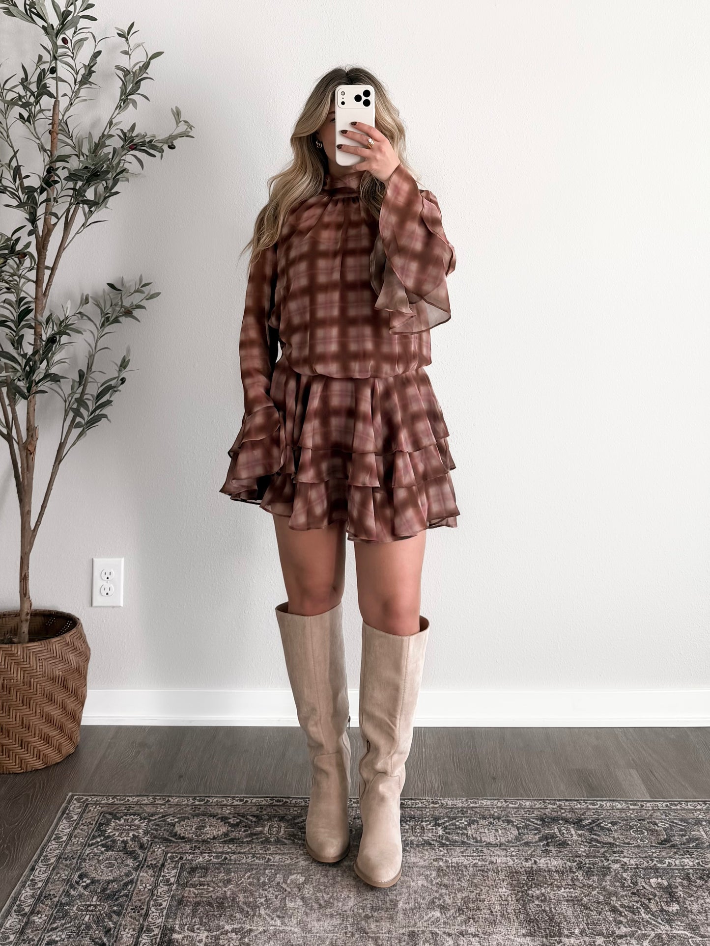 Rosewood Plaid Ruffle Dress