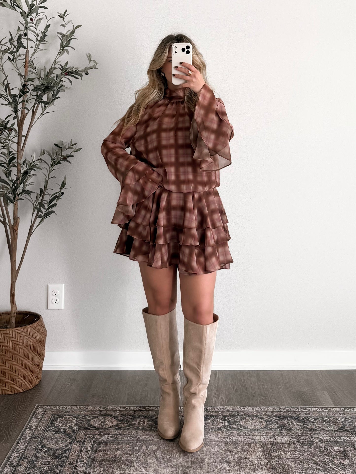 Rosewood Plaid Ruffle Dress